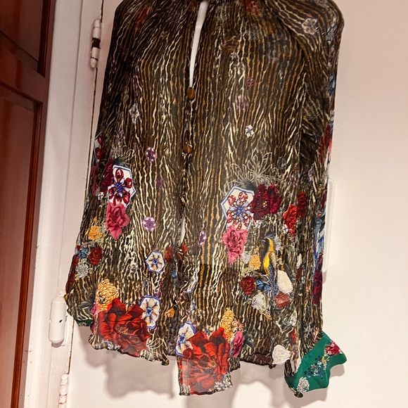 Camilla Tops - Camilla Multicolor Floral and Stripe Blouse